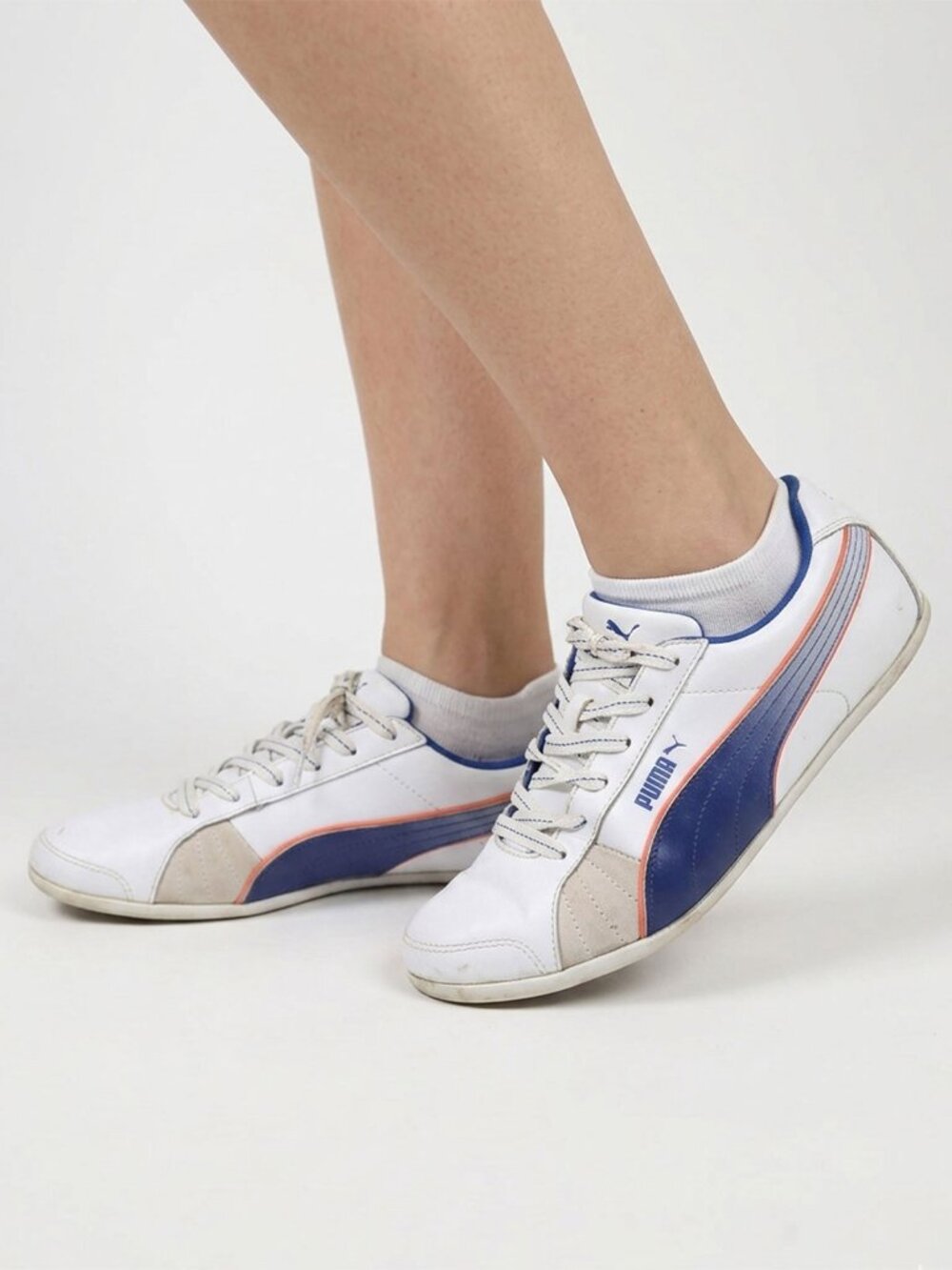 Puma Eco Ortholite Leather Speedcat Sneakers White Blue Orange Low Top Shoes